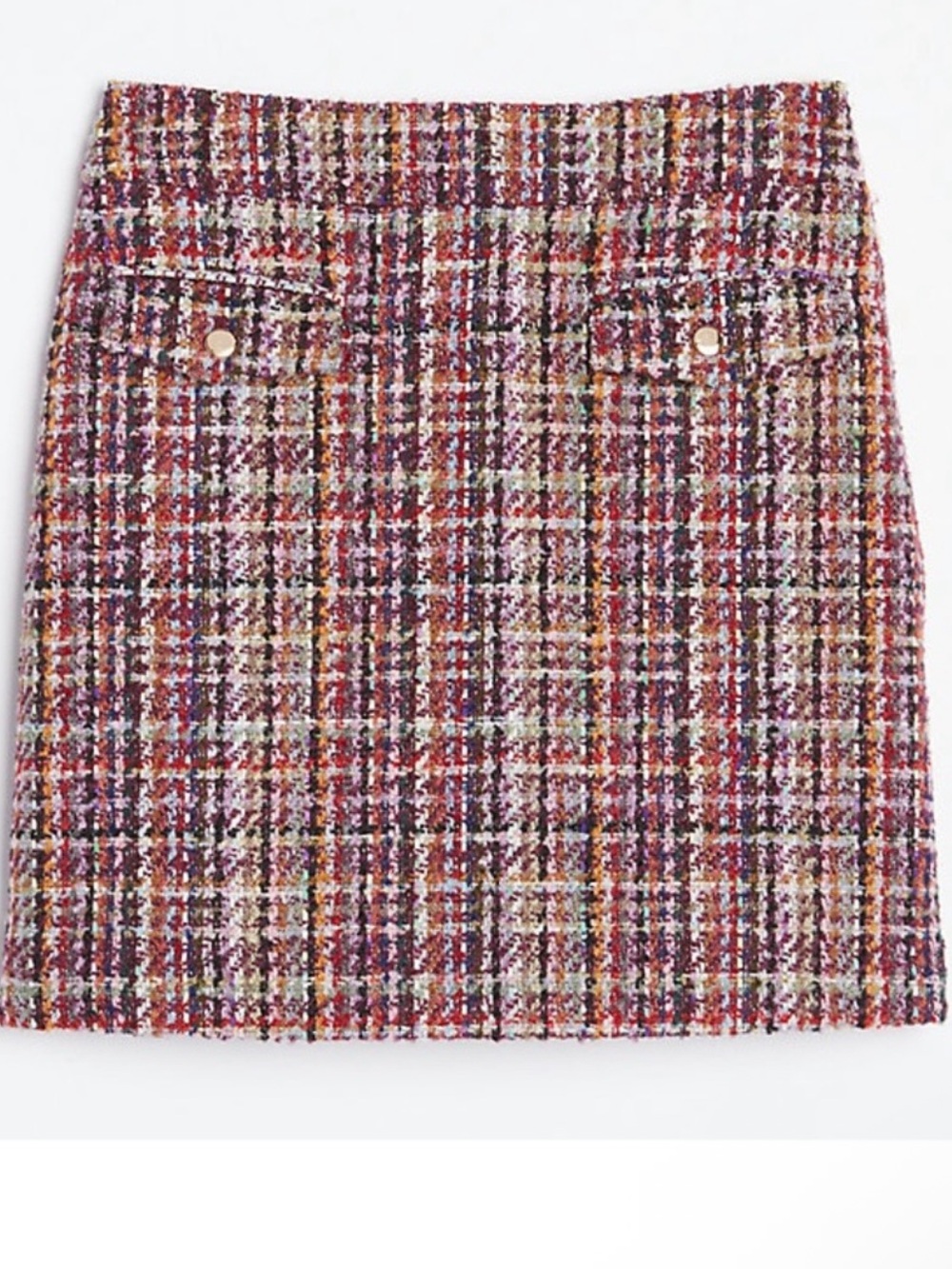 Loft Plaid Tweed Mini Skirt in Burgundy Multi - Women's Skirt